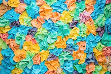 Fototapeta na wymiar vibrantly dyed crumpled paper assortment