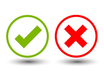 checkmark and x or confirm and deny circle icon button © Feoktistova
