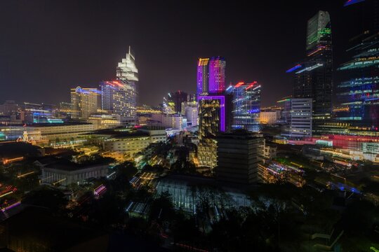 saigon ho chi minh cityscape nightlife zoom blur