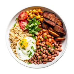 Beans and Pearl Couscous Breakfast isolated on transparent background Remove png, Clipping Path, pen tool