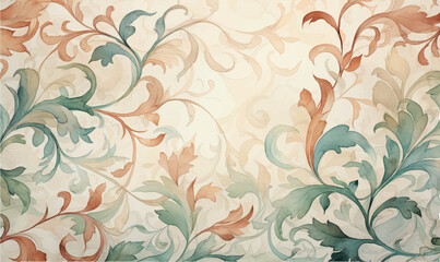 seamless floral ornamental watercolor background - obrazy, fototapety, plakaty
