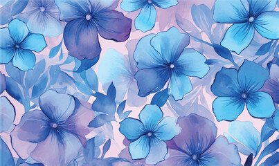 blue watercolor flowers background
