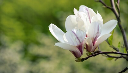 The first flowers of magnolia in early spring with copy space