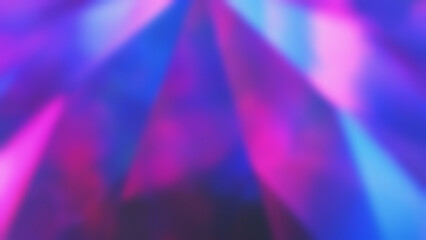 Crystal pyramid. Blur neon glow. Defocused fluorescent blue pink purple yellow green color flicker...