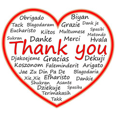 Thank you Wordcloud on a heart - illustration - 705524105