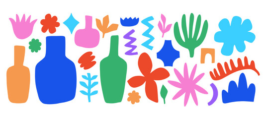 Cut out abstract organic shapes. Collage forms set