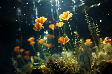 Fototapeta na wymiar Bladderwort - underwater view of its tiny, carnivorous bladders.