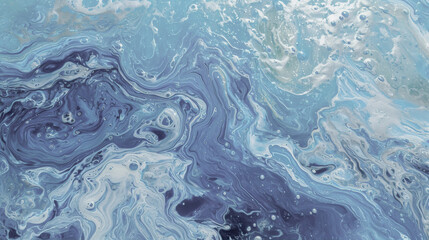 Naklejka premium Abstract background with strokes of acrylic paint in white and blue. 