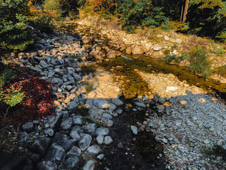 Korea River Bank with Rocks Water Streaming Background