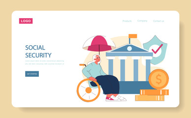 Fototapeta premium Retirement concept. Elderly person secured by social safety net, signifying government support. Serenity in golden years assured.