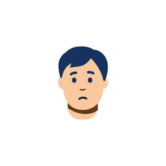 Sad man with pale face for lack of energy and anemia, flat vector isolated.