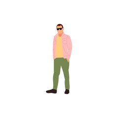 pose of a person wearing pink clothes with a cool style cool
