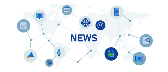 news report information about facts in the world with newspaper smartphone or web technology modern