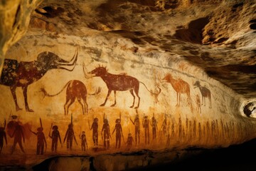 Cave Art Documentation: Include scenes of researchers documenting the art.
