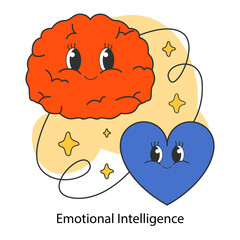 Emotional intelligence. Emotion balance and control skill. EQ development. Deep understanding of emotions and empathy. Self-regulation and awareness. Flat vector illustration