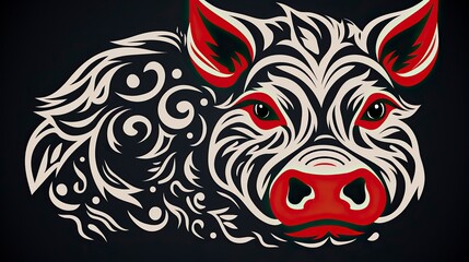 Obraz premium New year animal drawing chinese pig ,New Year Celebration, Chinese New year, Chinese New year Celebratin