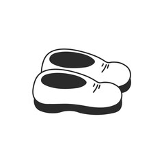 Pair of galoshes doodle illustration. Rubber shoes. Cartoon vector footwear for gardening, water protection boot