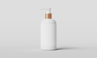 흰색 펌프 플라스틱 병 라벨 목업 White Pump Bottle Mock up with Blank Label	