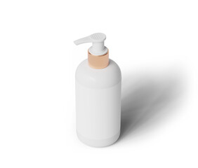 흰색 펌프 플라스틱 병 라벨 목업 White Pump Bottle Mock up with Blank Label	