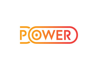 orange-red power logo. power concept for industry, sport, energy and business