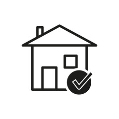 House with check mark icon. Accept house symbol. Mortgage sign. Vector illustration. EPS 10.