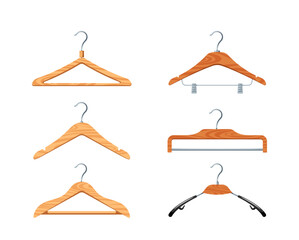 Set Of Wooden Hangers, Smooth, Polished Finish Enhances Any Closet. Sturdy Design Ensures Reliable Support