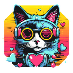 illustration of cute cat character mascot. isolated on transparent background