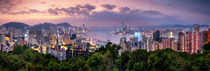 China - Hong Kong panorama at sunset