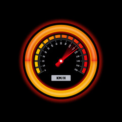 orange speed dial. round speedometer concept. speedometer for sports, education, business
