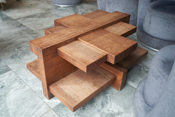 Wooden coffee table in modern style
