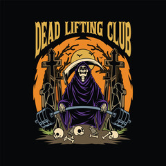 vector hand drawn creepy grim reaper dead lifting illustrations
