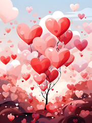 valentine day theme printable card, Splatter paint art creating a heart or love-related scene