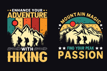 Mountain Hiking T-shirt Design And Vector Graphics.