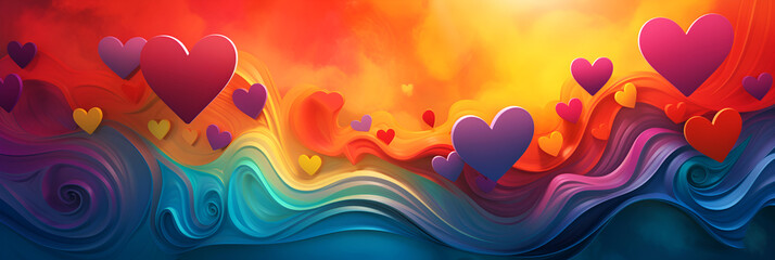 Surreal background design for valentine's day using acid colors, psychedelic culture. Bright banner.
