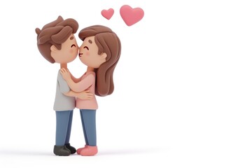 Fototapeta na wymiar Romantic Valentine's Day Love and affection, 3D cartoon couple, cute