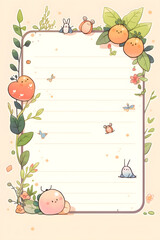 Kids notebook page template cards, notes, stickers, labels, tags paper sheet  illustrations.
