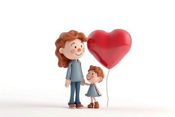 Fototapeta na wymiar Romantic Valentine's Day Love and affection, 3D cartoon couple, cute