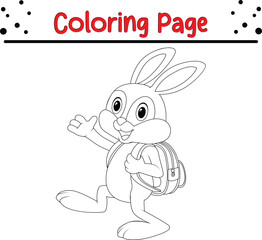 coloring page rabbit with backpack
