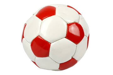 Soccer ball. Red and white ball without background.