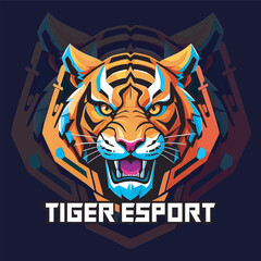 esport logo head of tiger vector illustration
