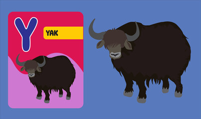 Alphabet cards for kids. Educational preschool learning ABC card with animal and letter cartoon vector illustration set. Flashcards with cute characters and english words placed in alphabetical order.