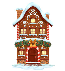 Cartoon gingerbread house illustration.