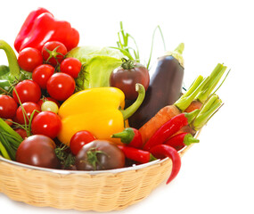 Vegetables still life on the white background