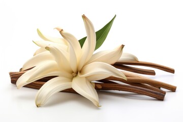 Vanilla vanilla plant and vanilla orchid flowers