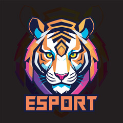 esport logo head of tiger vector illustration