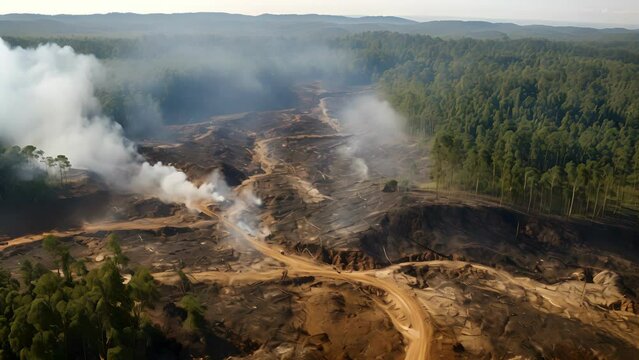 The expansive view from above reveals the farreaching destruction caused by acid rain in a oncediverse and flourishing forest.