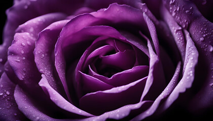 dark purple flower rose macro isolated on black.