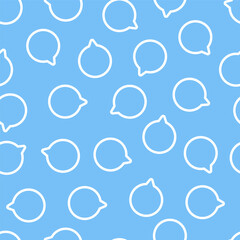 Blue seamless pattern with white outline speech bubbles