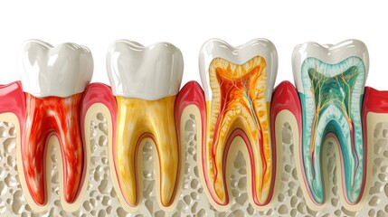 Illustration of Gum Disease Stages - obrazy, fototapety, plakaty