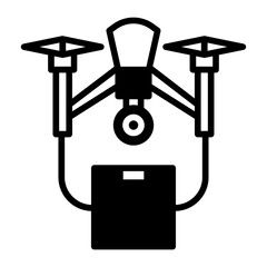 Digital Open Box solid glyph icon